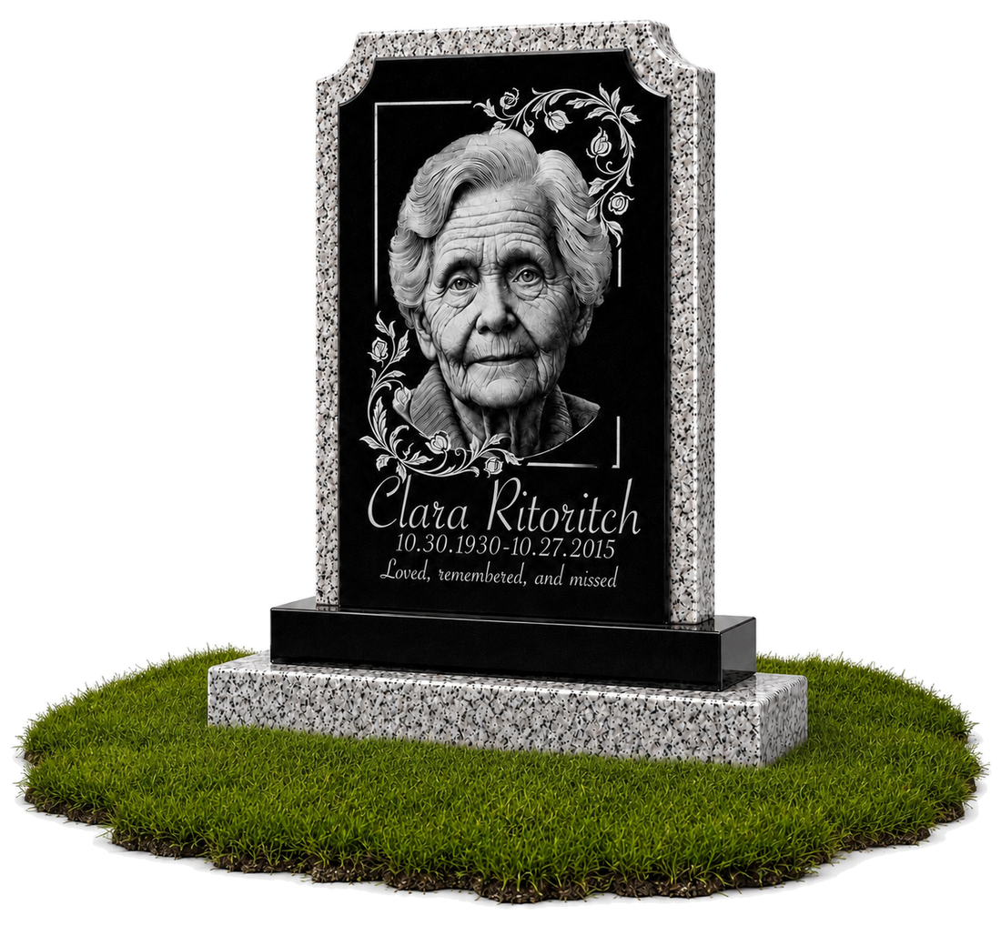 Upright granite monument